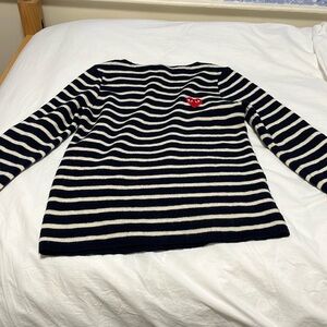 Comme des Garçon PLAY wool long-sleeve navy and white striped sweater